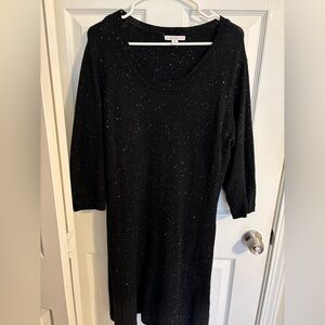 Isaac Mizrahi Black speckled Long Sleeve Sweater Dress - Large